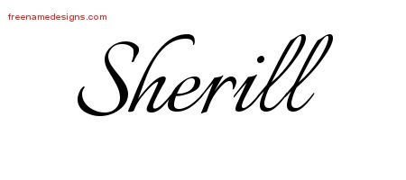 Sherill Calligraphic Name Tattoo Designs
