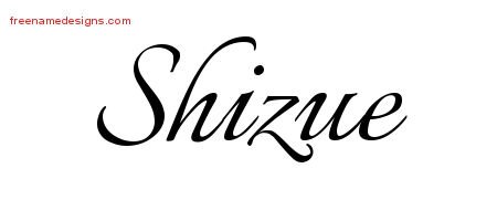 Shizue Calligraphic Name Tattoo Designs