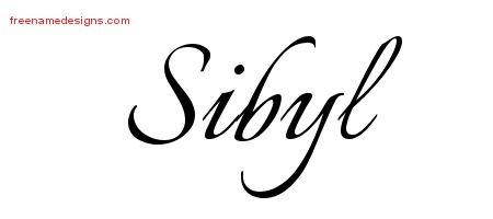Sibyl Calligraphic Name Tattoo Designs