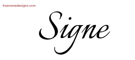 Signe Calligraphic Name Tattoo Designs