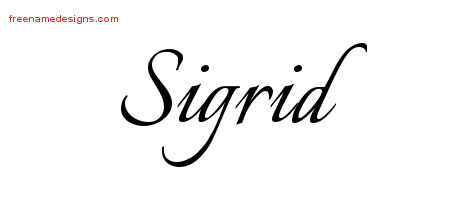 Sigrid Calligraphic Name Tattoo Designs