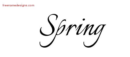 Spring Calligraphic Name Tattoo Designs
