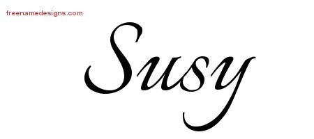 Susy Calligraphic Name Tattoo Designs