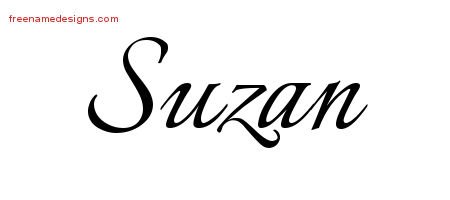 Suzan Calligraphic Name Tattoo Designs