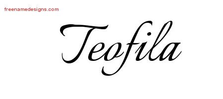 Teofila Calligraphic Name Tattoo Designs