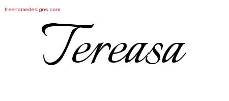 Tereasa Calligraphic Name Tattoo Designs