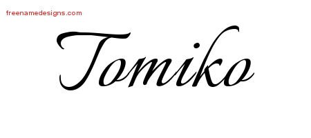 Tomiko Calligraphic Name Tattoo Designs