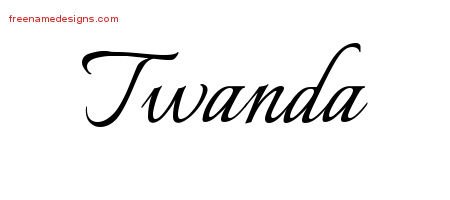 Twanda Calligraphic Name Tattoo Designs