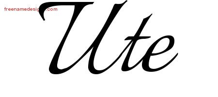 Ute Calligraphic Name Tattoo Designs