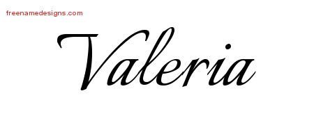 Valeria Calligraphic Name Tattoo Designs