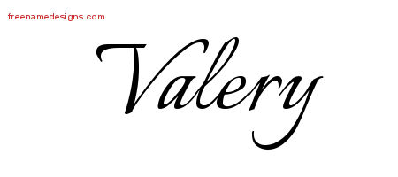 Valery Calligraphic Name Tattoo Designs