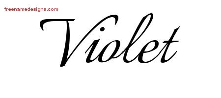 Violet Calligraphic Name Tattoo Designs