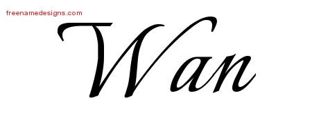 Wan Calligraphic Name Tattoo Designs