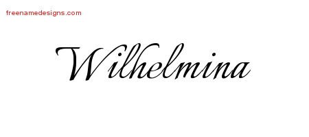 Wilhelmina Calligraphic Name Tattoo Designs