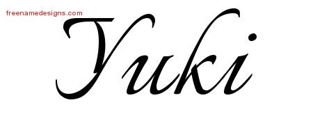 Yuki Calligraphic Name Tattoo Designs