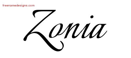 Zonia Calligraphic Name Tattoo Designs
