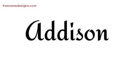 Addison Calligraphic Stylish Name Tattoo Designs