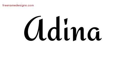 Adina Calligraphic Stylish Name Tattoo Designs
