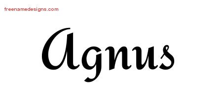 Agnus Calligraphic Stylish Name Tattoo Designs