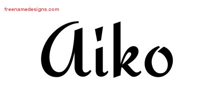 Aiko Calligraphic Stylish Name Tattoo Designs