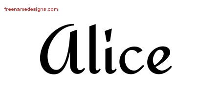 Alice Calligraphic Stylish Name Tattoo Designs