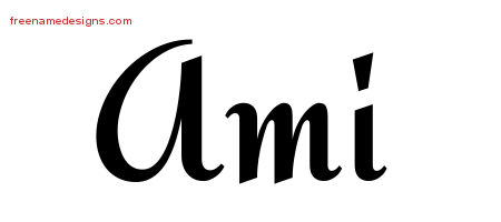 Ami Calligraphic Stylish Name Tattoo Designs