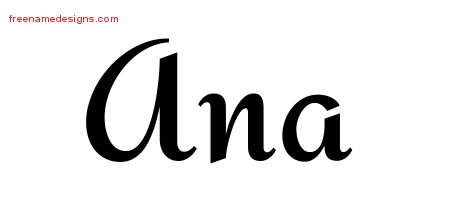 Ana Calligraphic Stylish Name Tattoo Designs