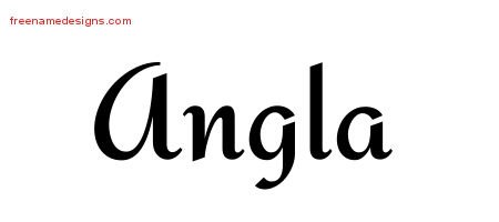 Angla Calligraphic Stylish Name Tattoo Designs