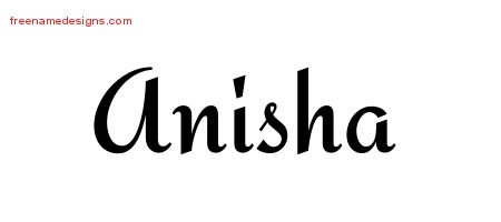Anisha Calligraphic Stylish Name Tattoo Designs