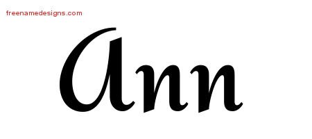 Ann Calligraphic Stylish Name Tattoo Designs