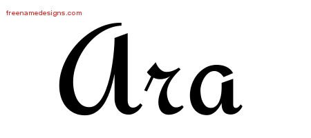 Ara Calligraphic Stylish Name Tattoo Designs