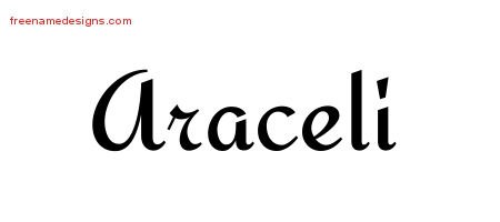 Araceli Calligraphic Stylish Name Tattoo Designs
