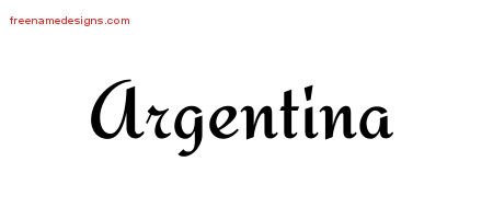 Argentina Calligraphic Stylish Name Tattoo Designs