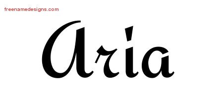 Aria Calligraphic Stylish Name Tattoo Designs