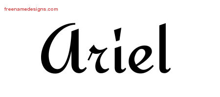 Ariel Calligraphic Stylish Name Tattoo Designs
