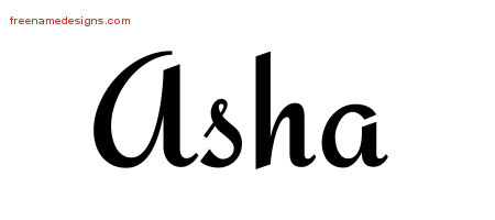 Asha Calligraphic Stylish Name Tattoo Designs