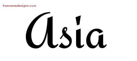 Asia Calligraphic Stylish Name Tattoo Designs