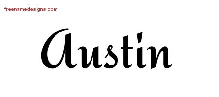 Austin Calligraphic Stylish Name Tattoo Designs