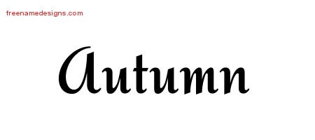 Autumn Calligraphic Stylish Name Tattoo Designs