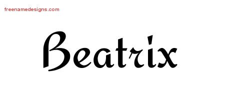 Beatrix Calligraphic Stylish Name Tattoo Designs