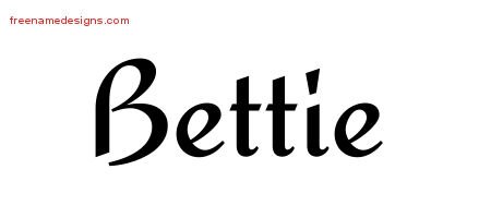 Bettie Calligraphic Stylish Name Tattoo Designs