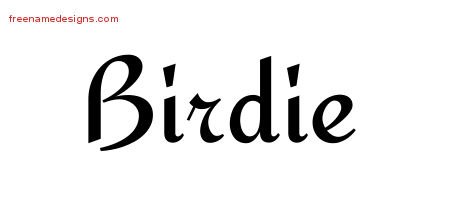 Birdie Calligraphic Stylish Name Tattoo Designs