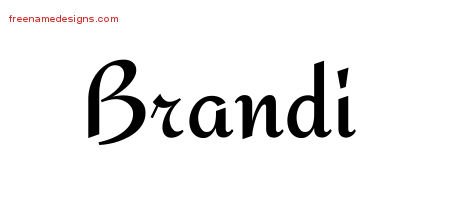Brandi Calligraphic Stylish Name Tattoo Designs
