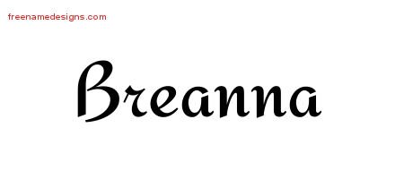 Breanna Calligraphic Stylish Name Tattoo Designs