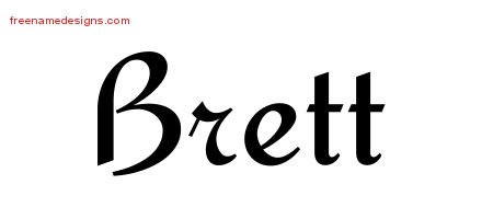 Brett Calligraphic Stylish Name Tattoo Designs
