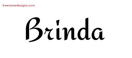 Brinda Calligraphic Stylish Name Tattoo Designs