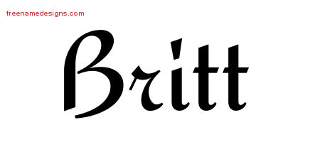 Britt Calligraphic Stylish Name Tattoo Designs