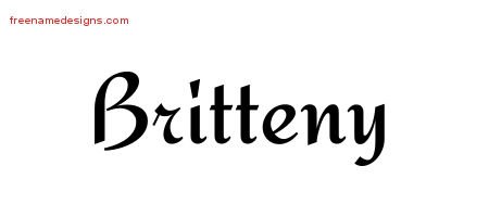 Britteny Calligraphic Stylish Name Tattoo Designs