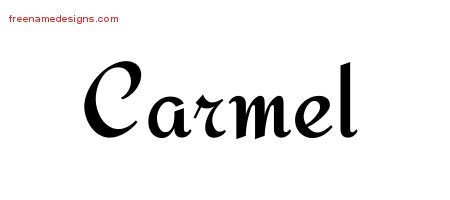Carmel Calligraphic Stylish Name Tattoo Designs