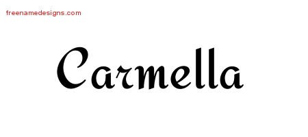 Carmella Calligraphic Stylish Name Tattoo Designs